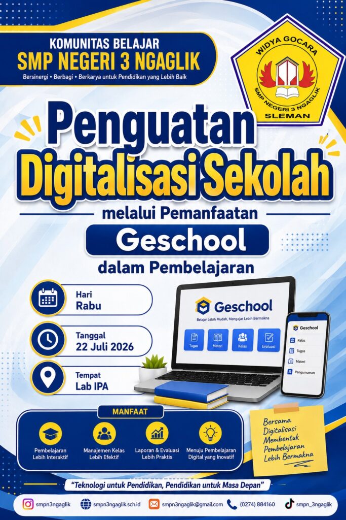 Perkuat Digitalisasi Sekolah, SMPN 3 Ngaglik Gelar Kegiatan Kombel Pemanfaatan Geschool
